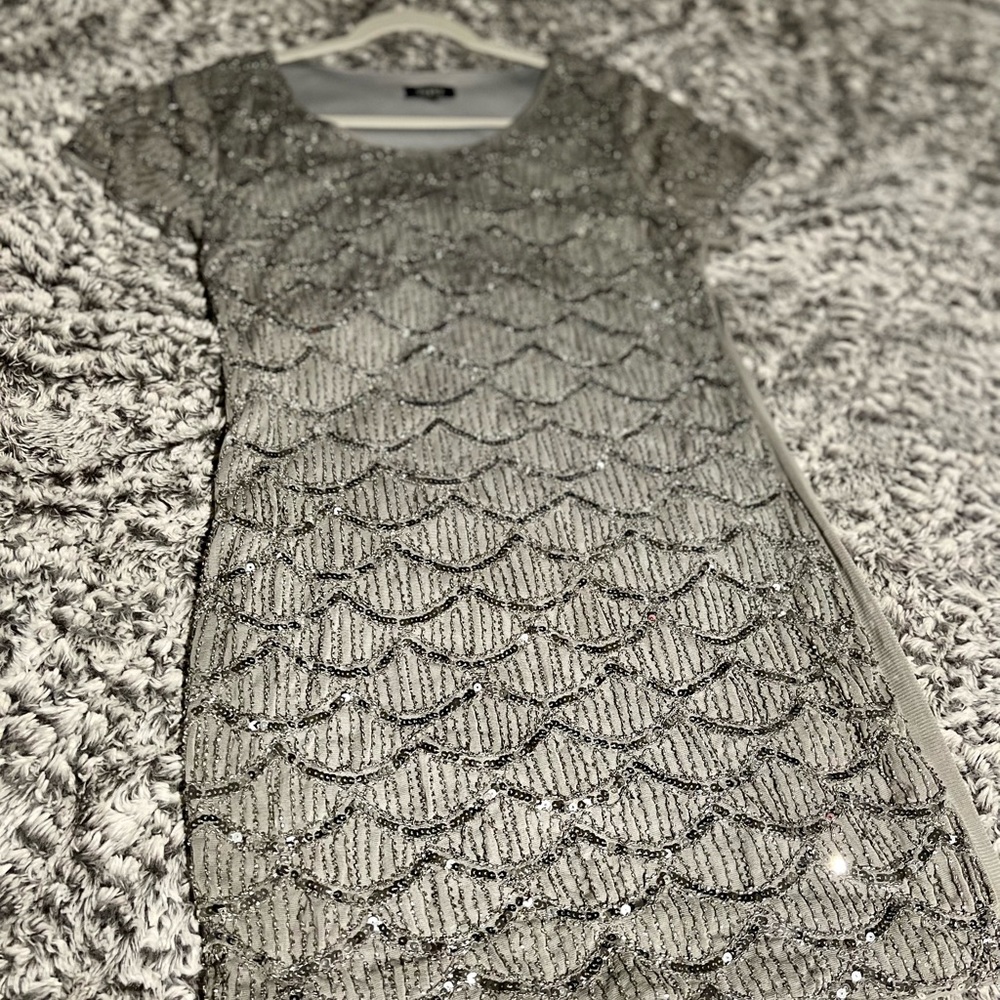 Silver Beaded Mini Dress